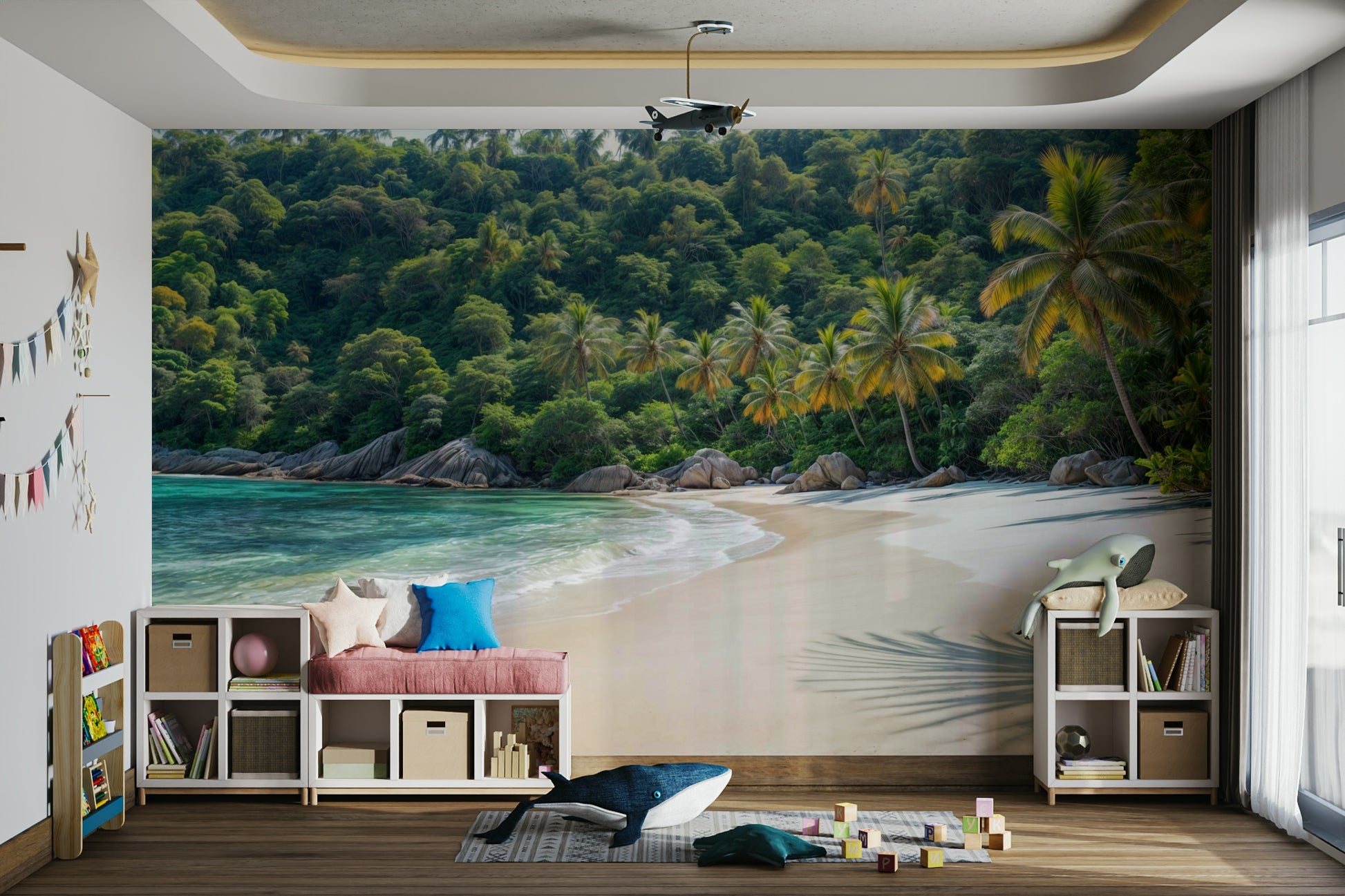 Nature-themed wallpaper for walls with exotic plant life


