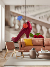 High Heels and Rose, vogue wallpaper for walls statement.