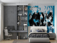 A bold marine-themed wallpaper with expressive strokes capturing the movement of rising tides.