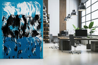 Abstract water-like patterns in deep blue and black creating a dramatic tide-inspired wallpaper.