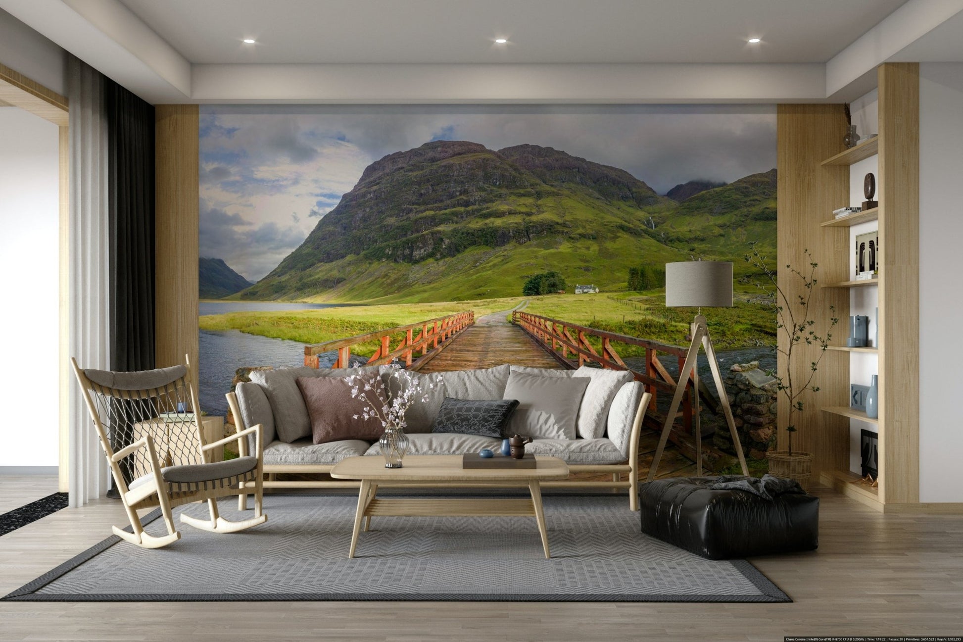 Peaceful nature bridge mural

