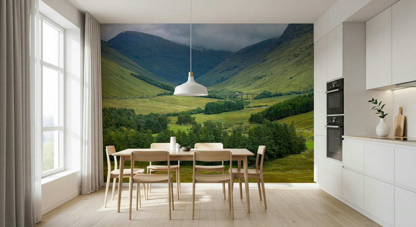 Green valley backdrop Scottish Highlands Vista large wall art