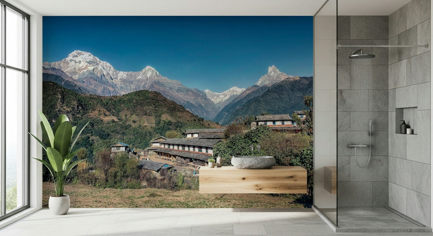 Majestic Annapurna range view Himalayan Heights wallpaper for walls.