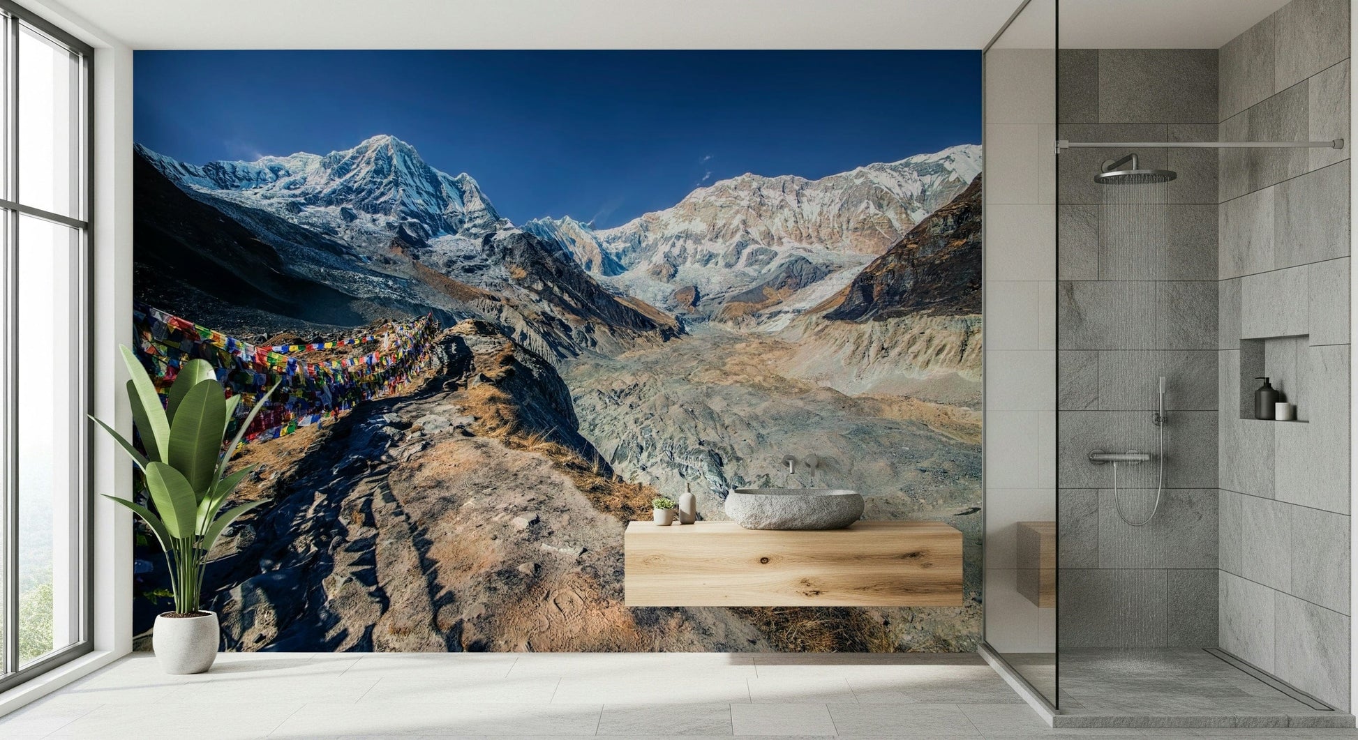 Annapurna Conservation Area wallpaper mural showcasing majestic snowy peaks