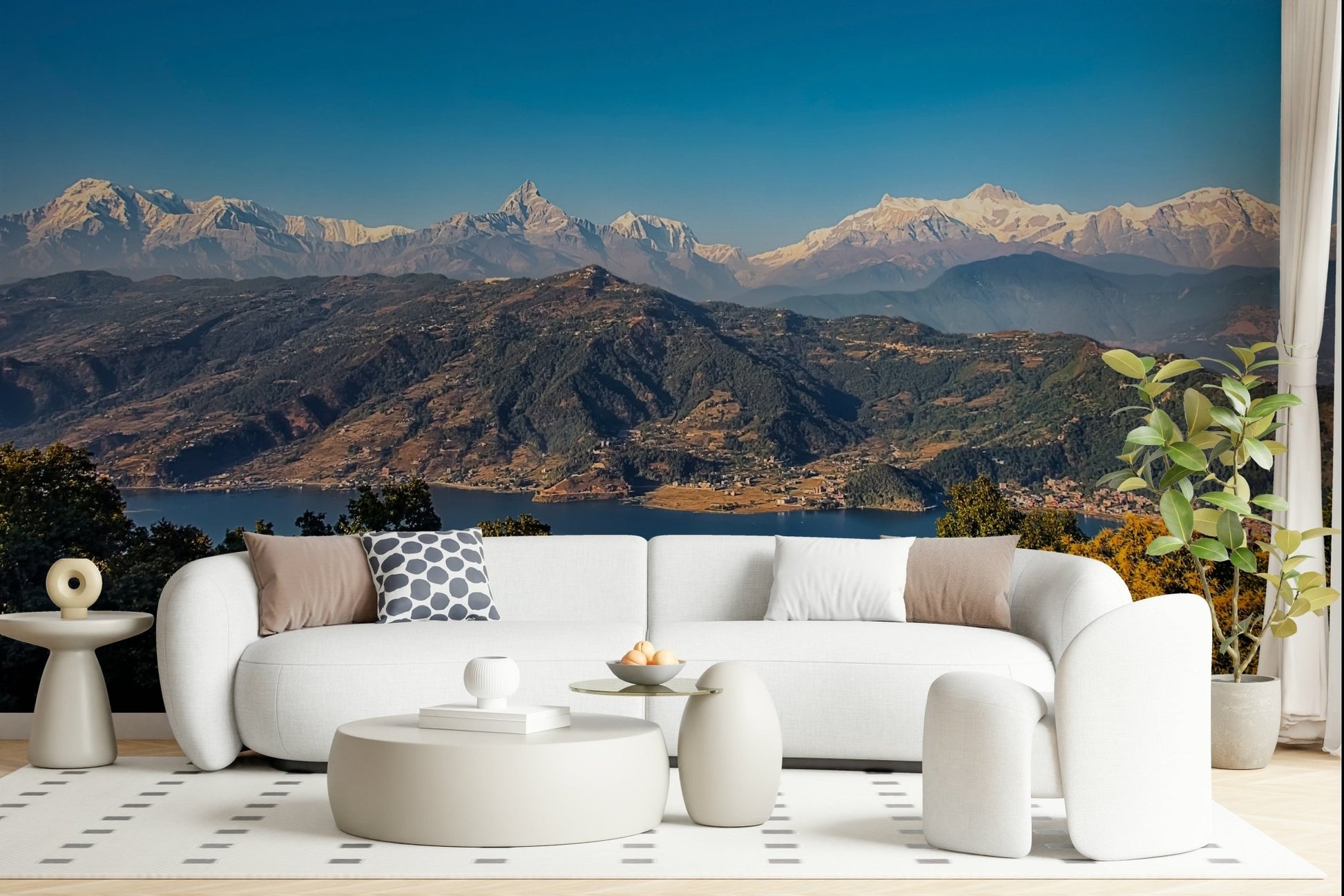 Breathtaking Himalayan Vista wallcovering, Annapurna range, Pokhara valley view.