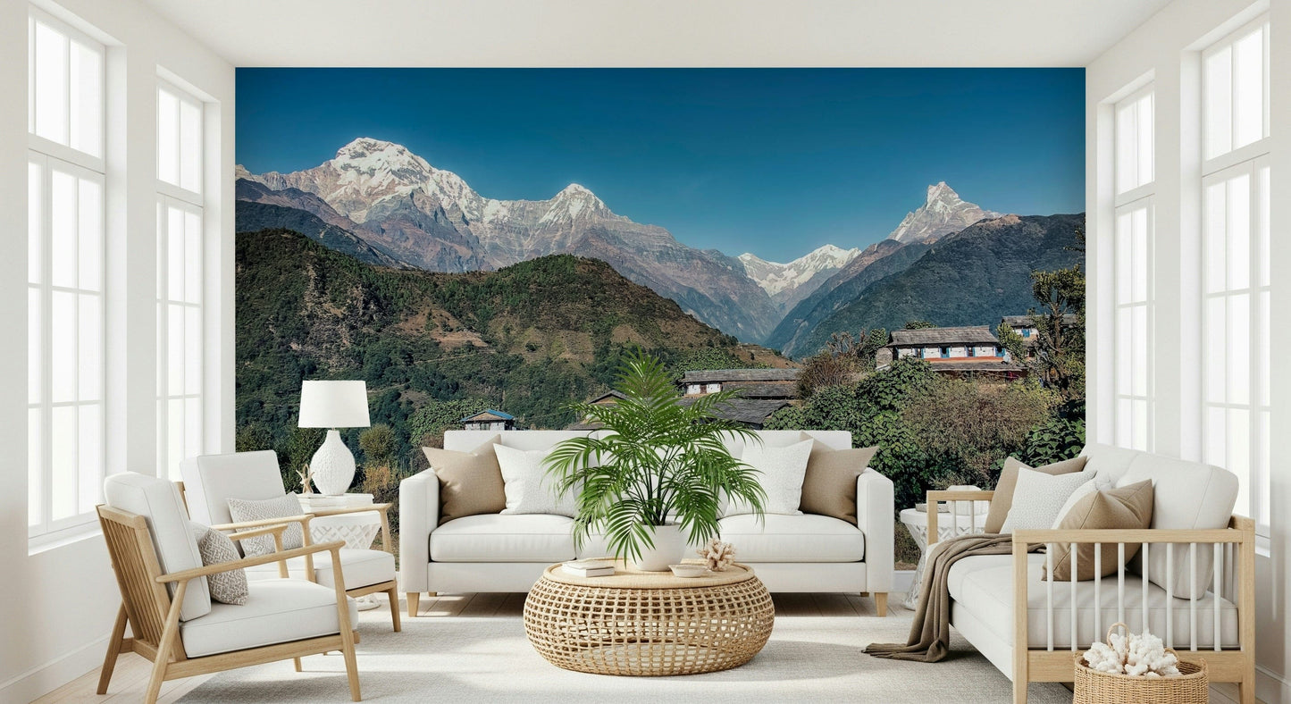 Himalayan Heights wallpaper for walls captures glorious trekking vistas.