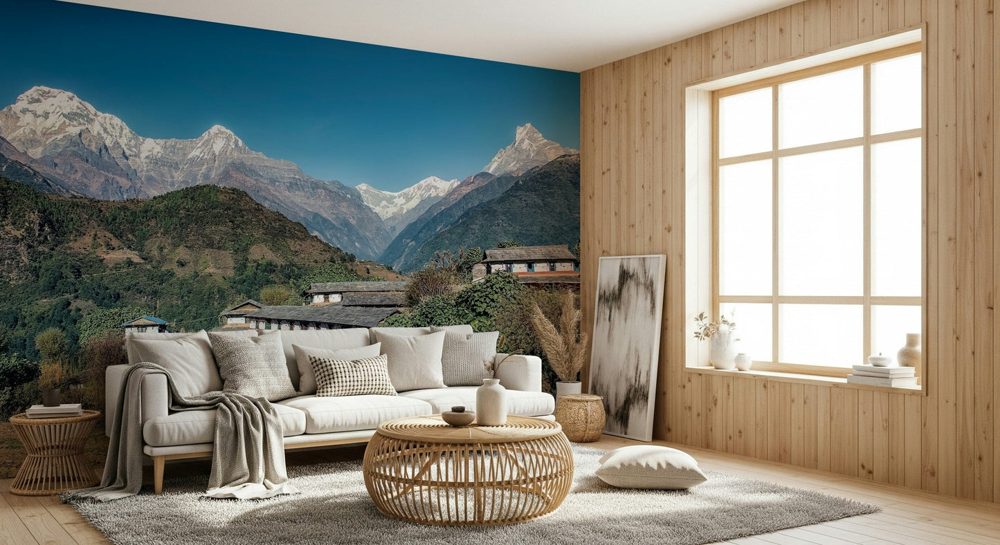 Himalayan Heights peel and stick wallpaper with rugged ridges.