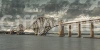 Historic Forth Rail Bridge wall mural shown as a full-wall view of the steel bridge over water