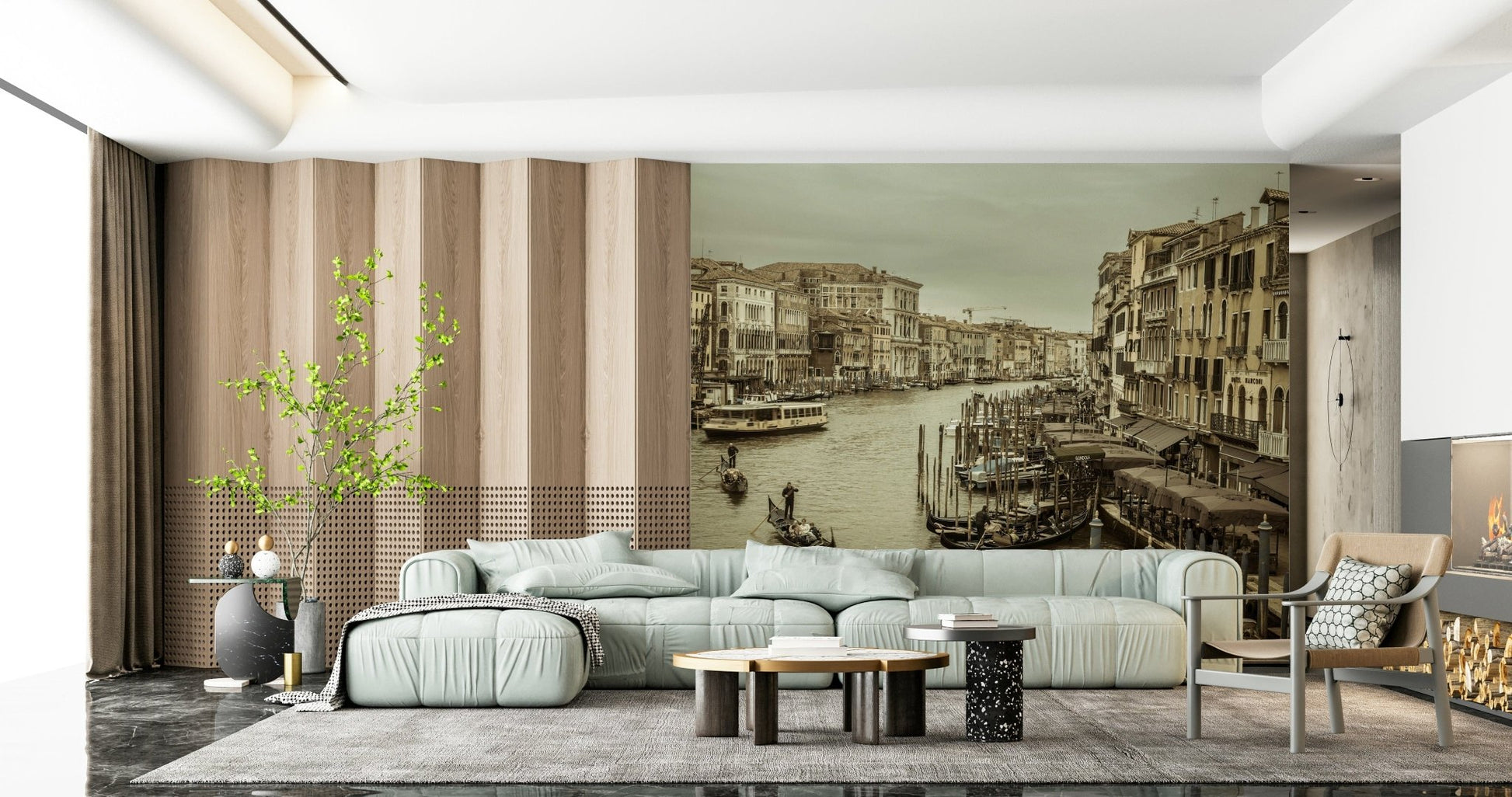 Waterfront Historic Grand Canal image, narrow buildings lining river.
