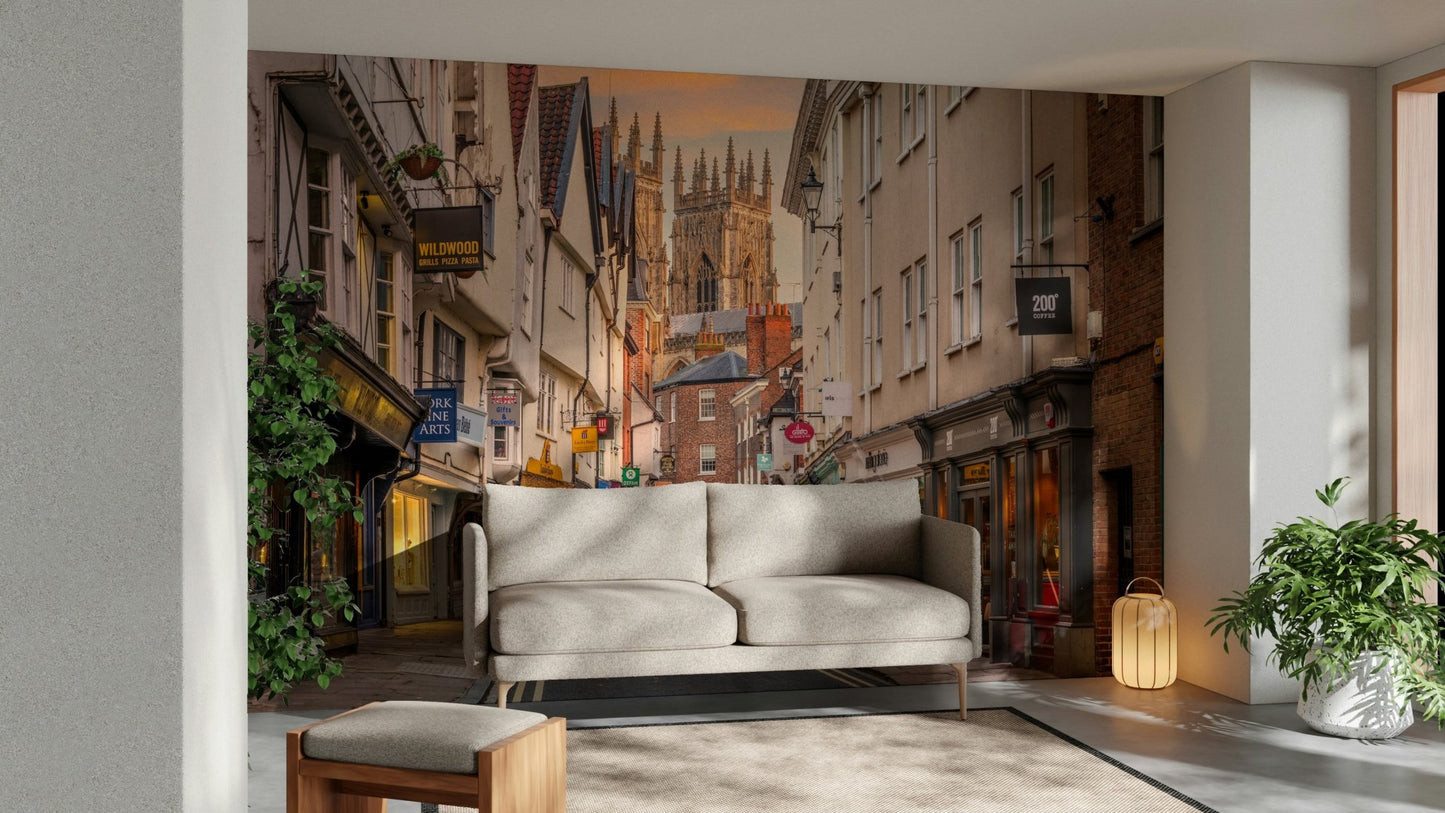 Historic Townscape at Twilight Wall Mural with charming street

