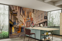 Twilight sky with cathedral backdrop in townscape wall mural

