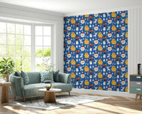 A fun Christmas doodle wallpaper with hand-drawn festive icons in vibrant seasonal colors.