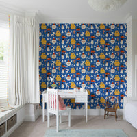 Charming winter doodle wallpaper filled with playful holiday characters and snowy illustrations.
