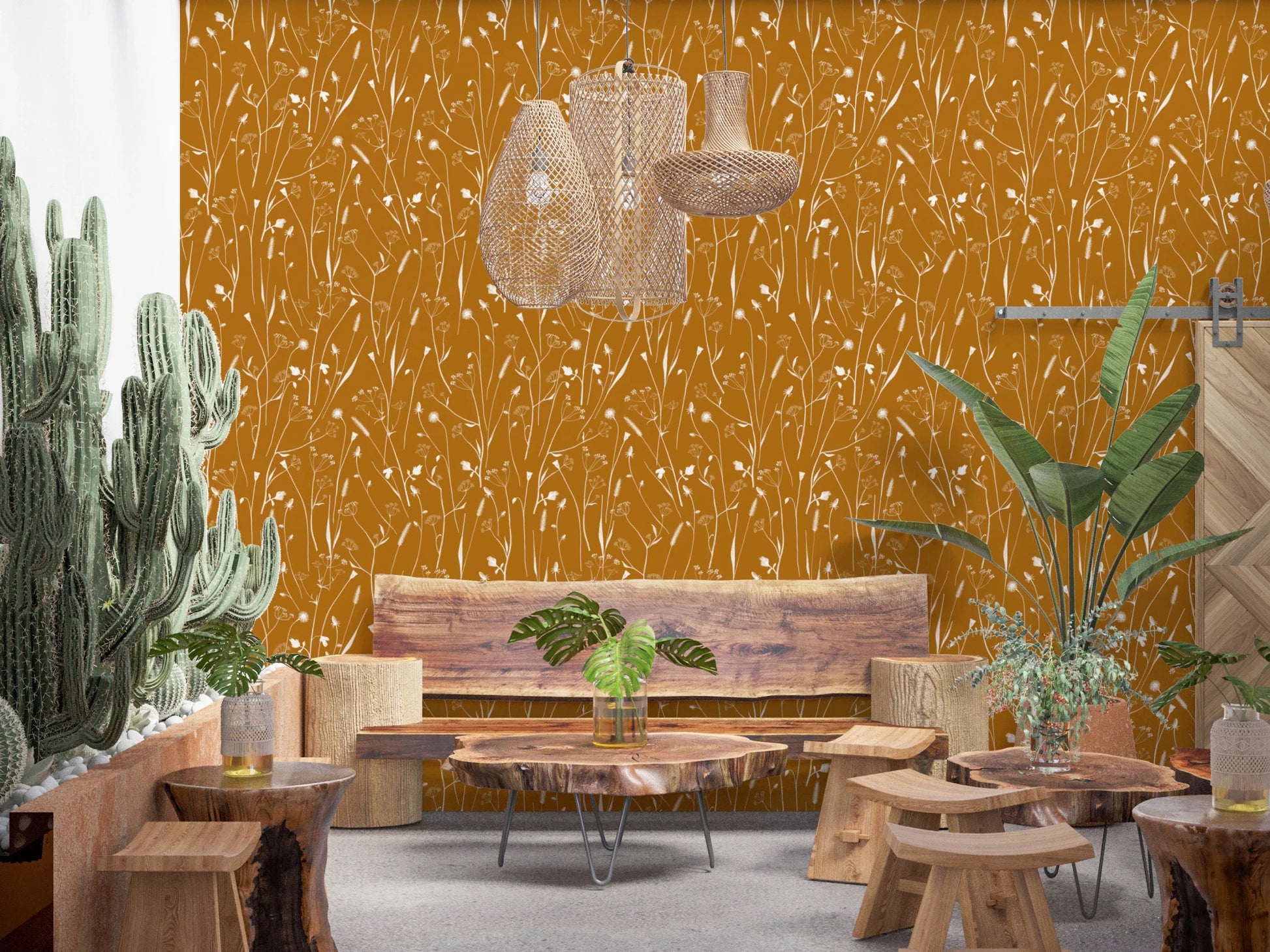 Homeland Floral Golden Wallpaper⁠