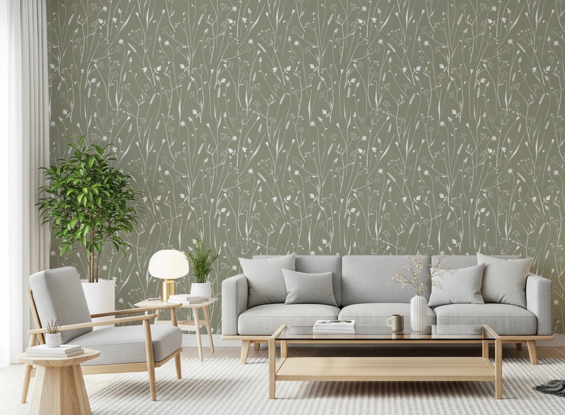 Homeland Floral Sage Wallpaper⁠