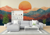 A living room featuring the horizon hues wall mural.