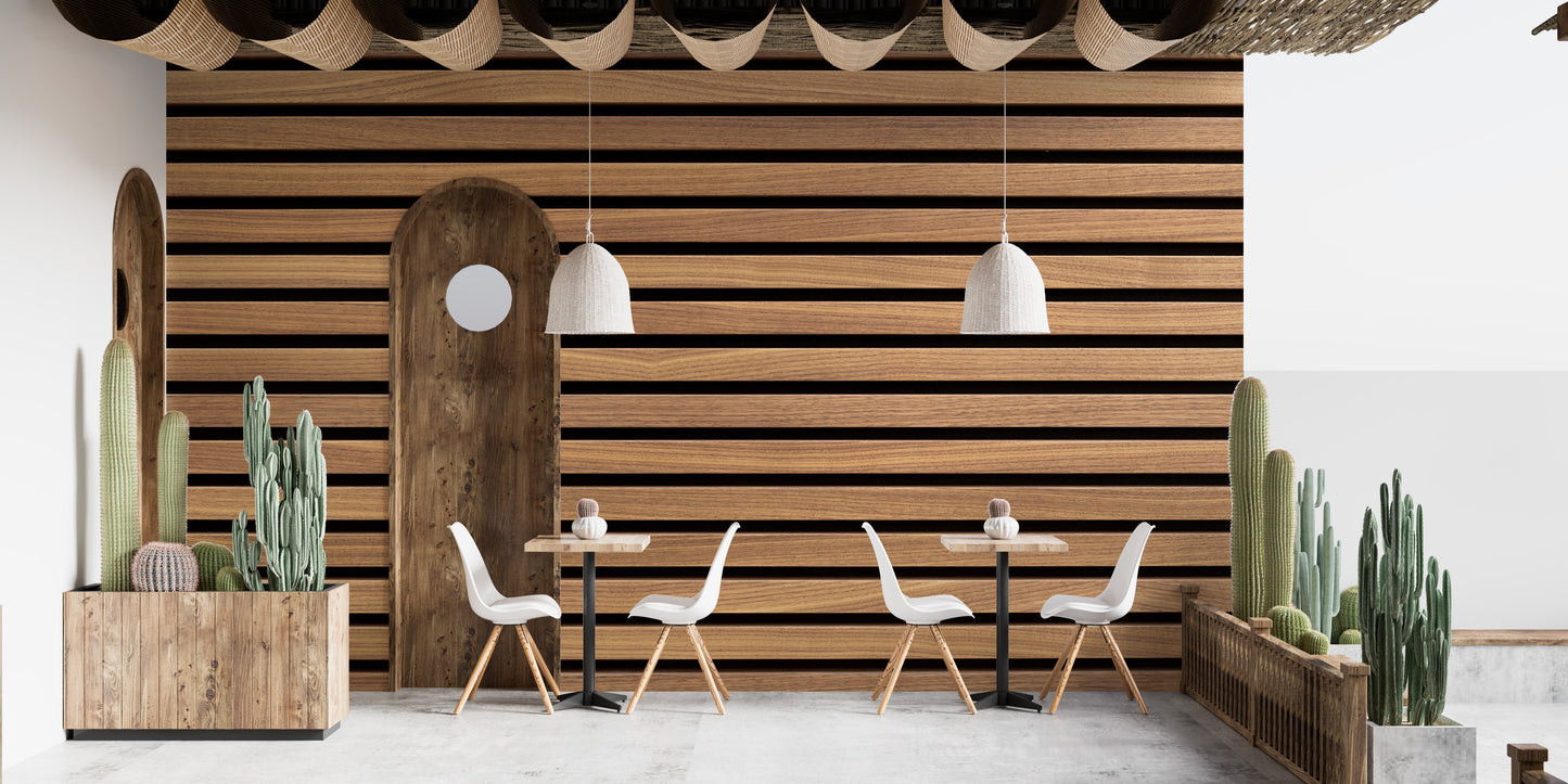 Horizontal wooden striped wallpaper art
