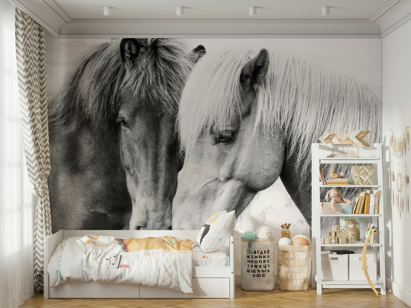 Majestic horses with graceful expressions.

