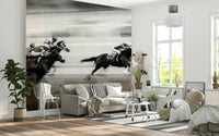 Galloping Horses Wall Mural – Lifelike depiction of racing horses in action, adding energy and excitement to a room.
