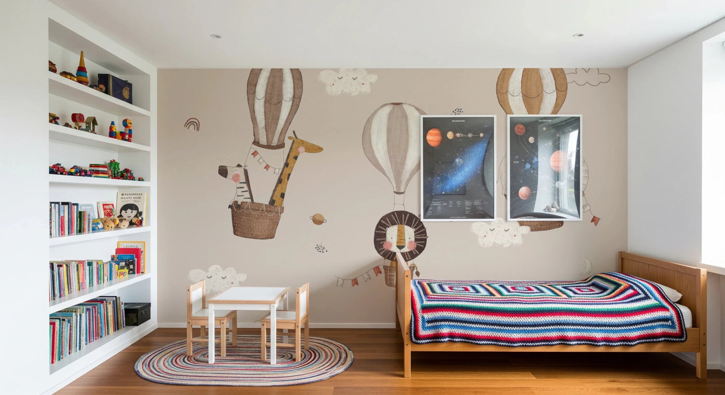 Hot Air Balloon Safari Wall Mural