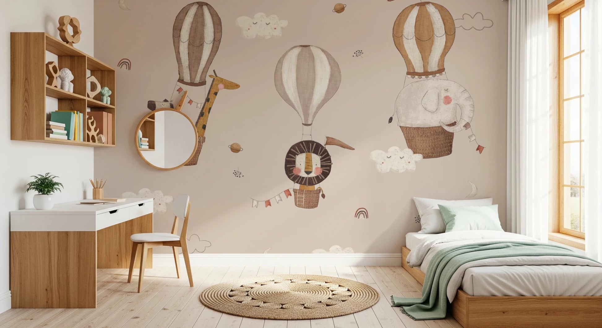 Hot Air Balloon Safari Wall Mural