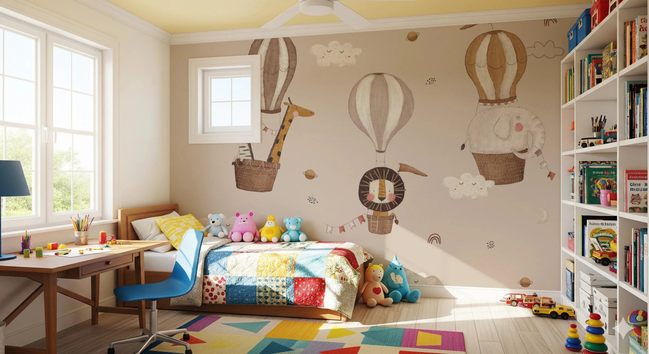 Hot Air Balloon Safari Wall Mural