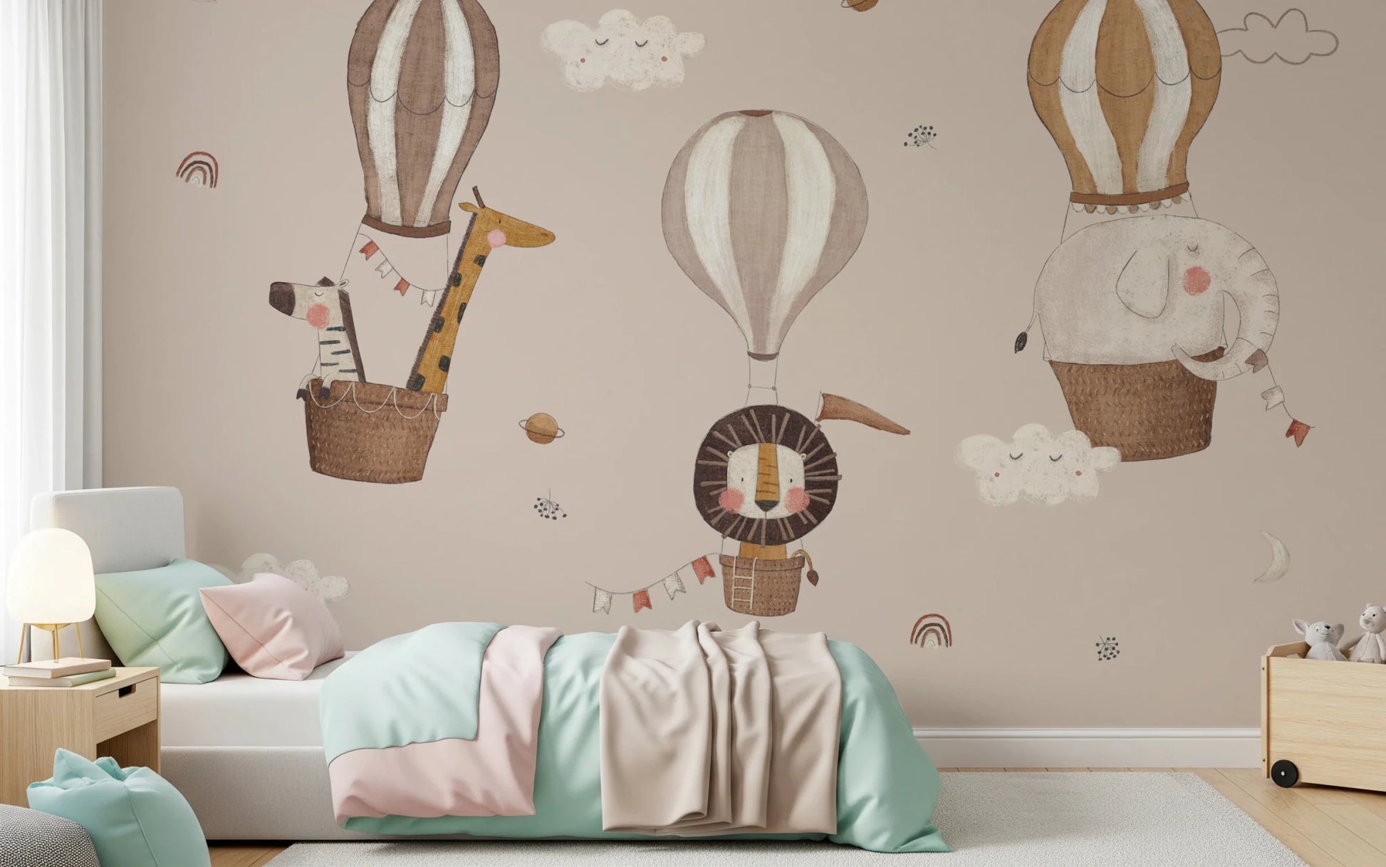 Hot Air Balloon Safari Wall Mural