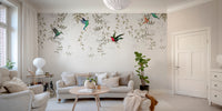 Graceful Hummingbird Haven mural wallpaper design