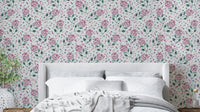 Botanical wallpaper with garden hydrangea flowers

