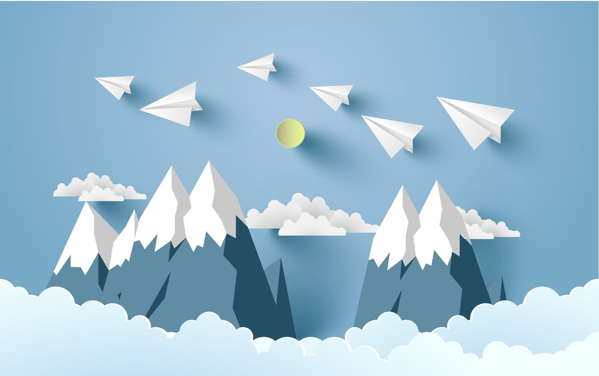 Flying Planes on Mountain Peel and Stick Wallpaper for Kids in your room