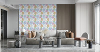 Hand-painted impasto floral wallpaper with a charming, textured look.