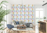 Cute impasto oil-painted floral wallpaper with textured brushstroke details.