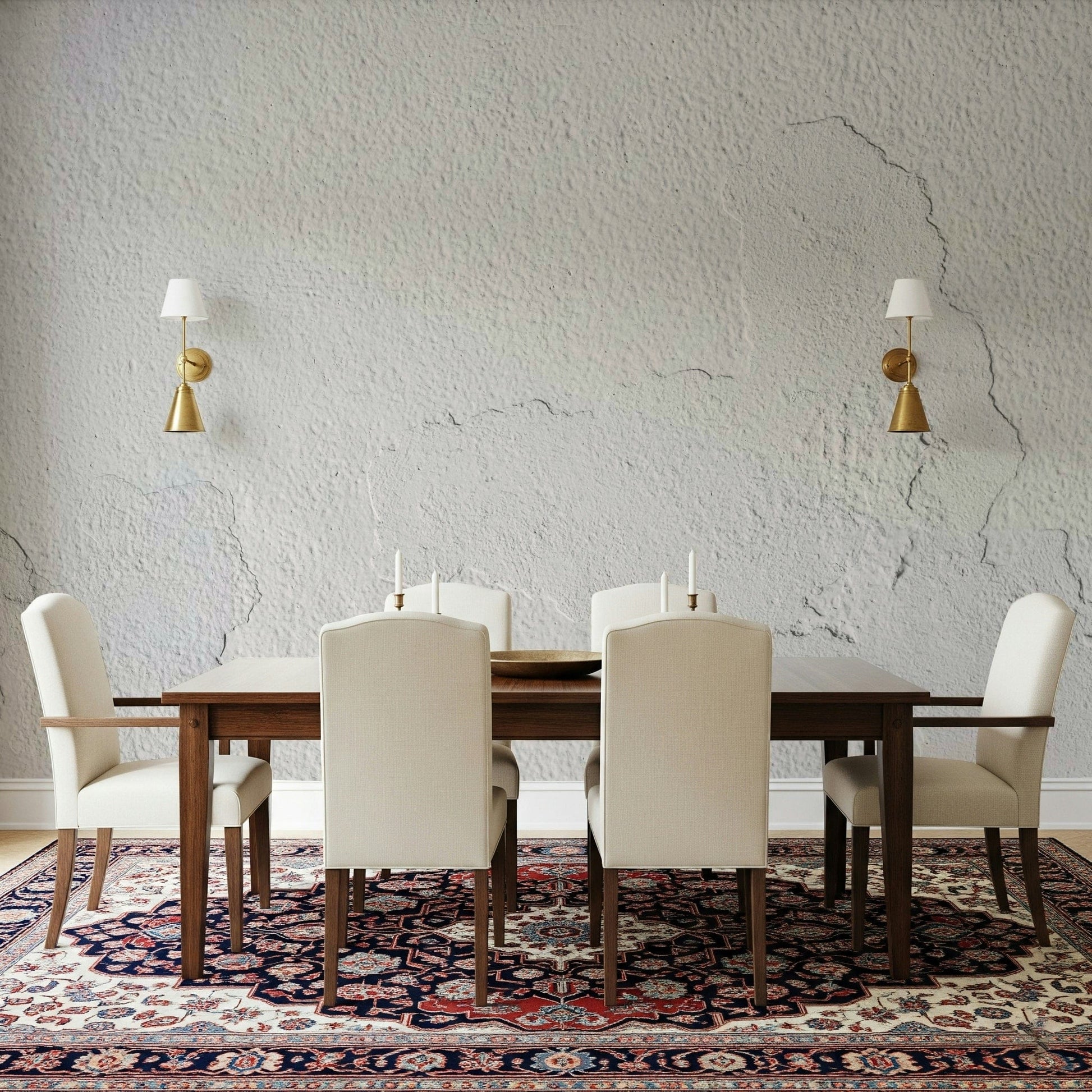 White plaster texture wallpaper mural with subtle uneven surfaces for authentic, rustic interior appeal.