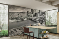 Dynamic Pittsburgh city view wall mural with Duquesne Incline

