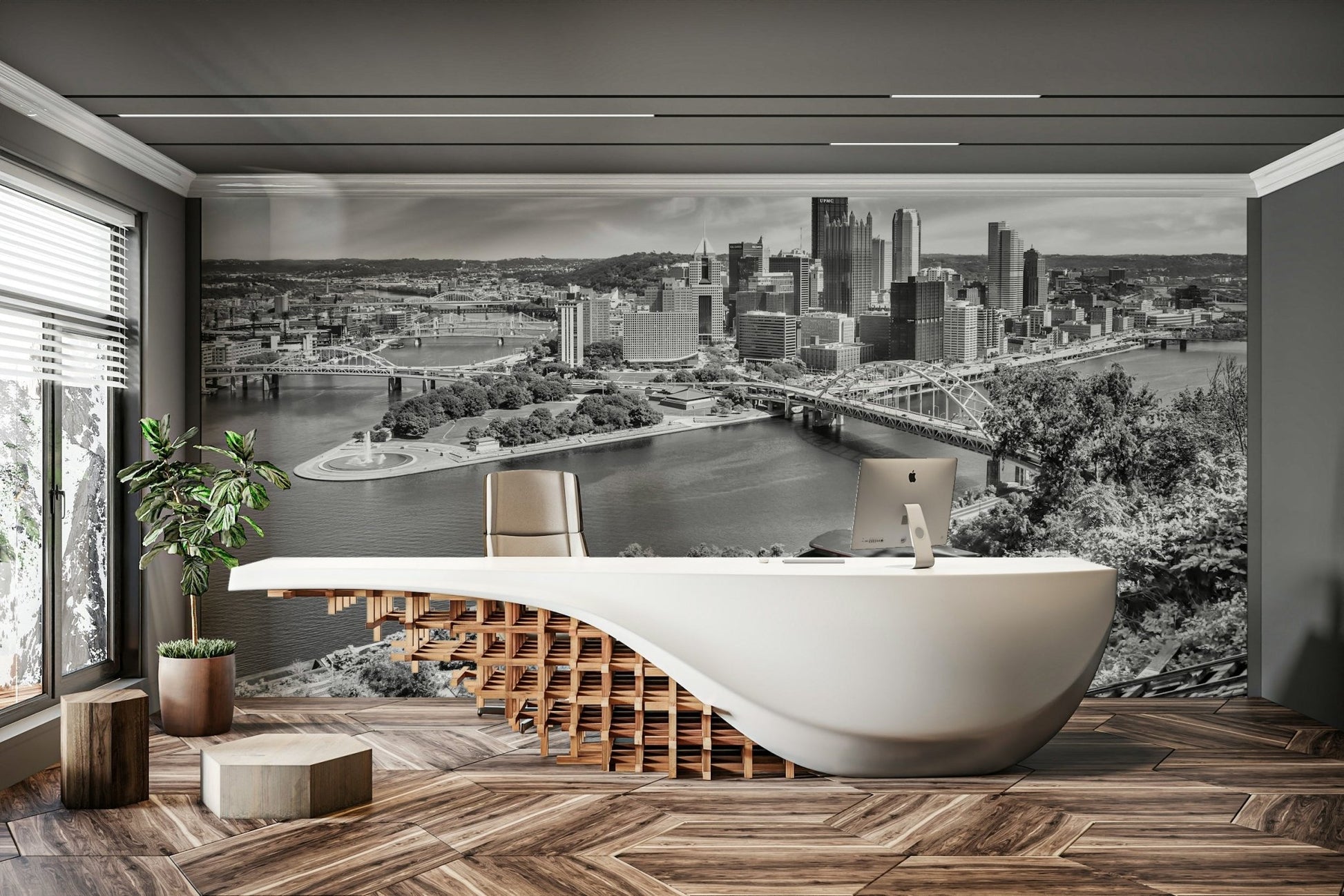 Duquesne Incline cityscape wall mural for urban decor

