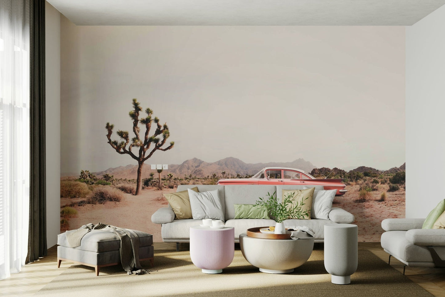 Resilient desert flora like cacti or succulents.

