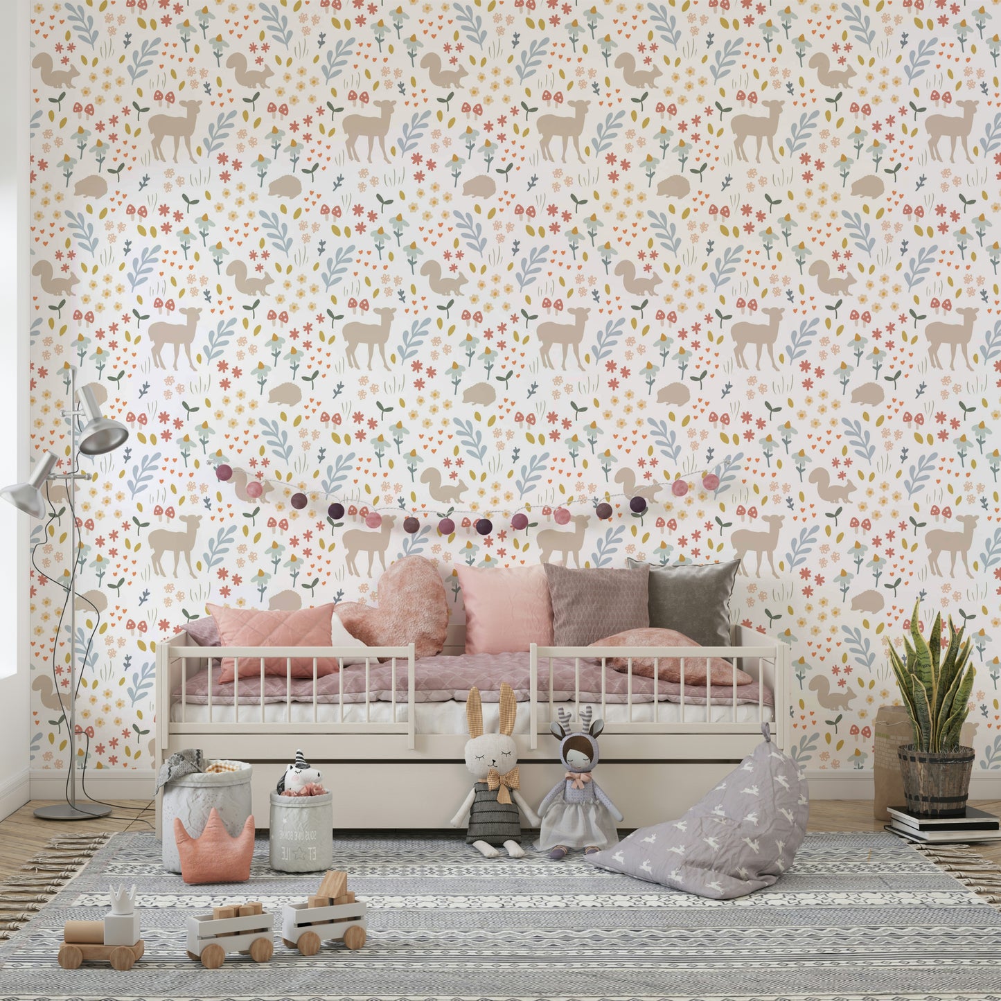 Playful woodland print wallpaper for walls

