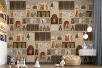 Indian Palace Narrative wall mural with cultural palace artwork panels