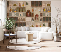 Traditional Indian palace architecture living room wall mural with ornate arches