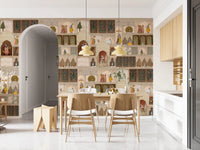 Historic Indian palace storytelling illustration wall mural design for a dining area.