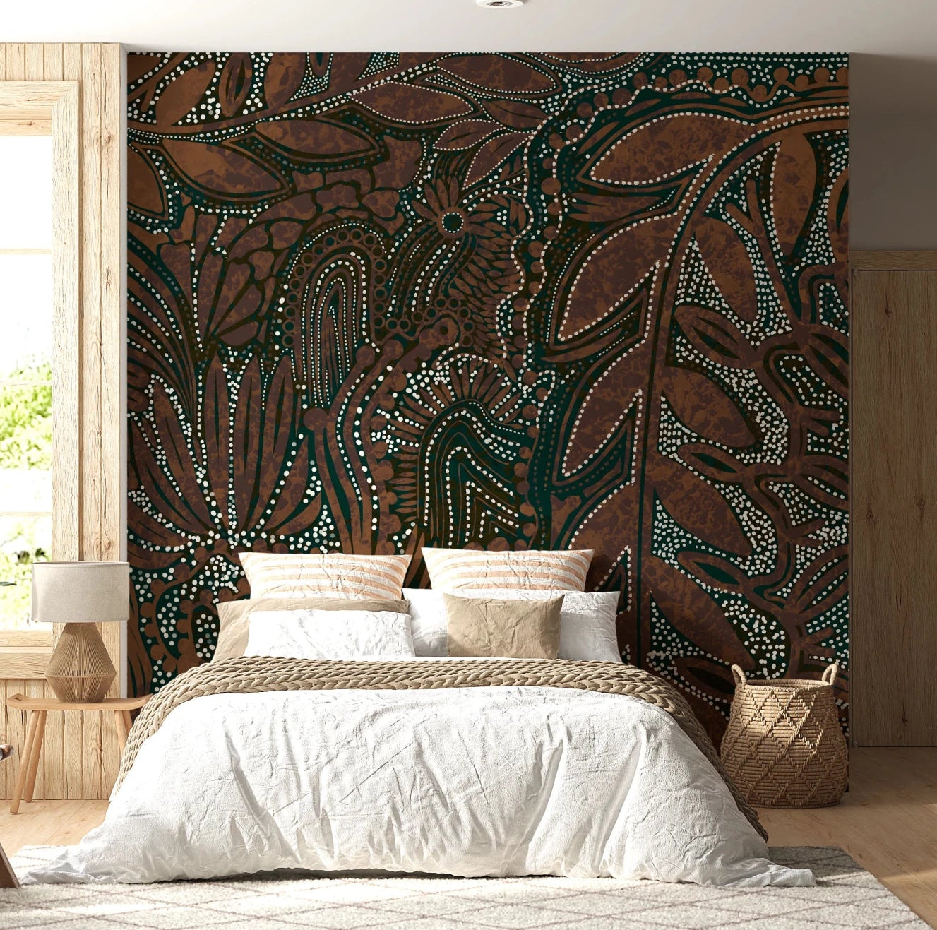 Indigenous Botanical wall mural for bedroom walls