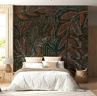 Indigenous Botanical wall mural for bedroom walls