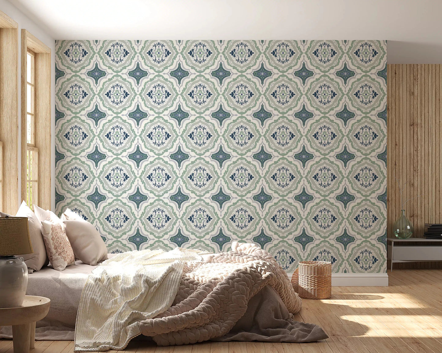 High-quality Indigo Bloom Tiles Wallpaper in bold blue tones