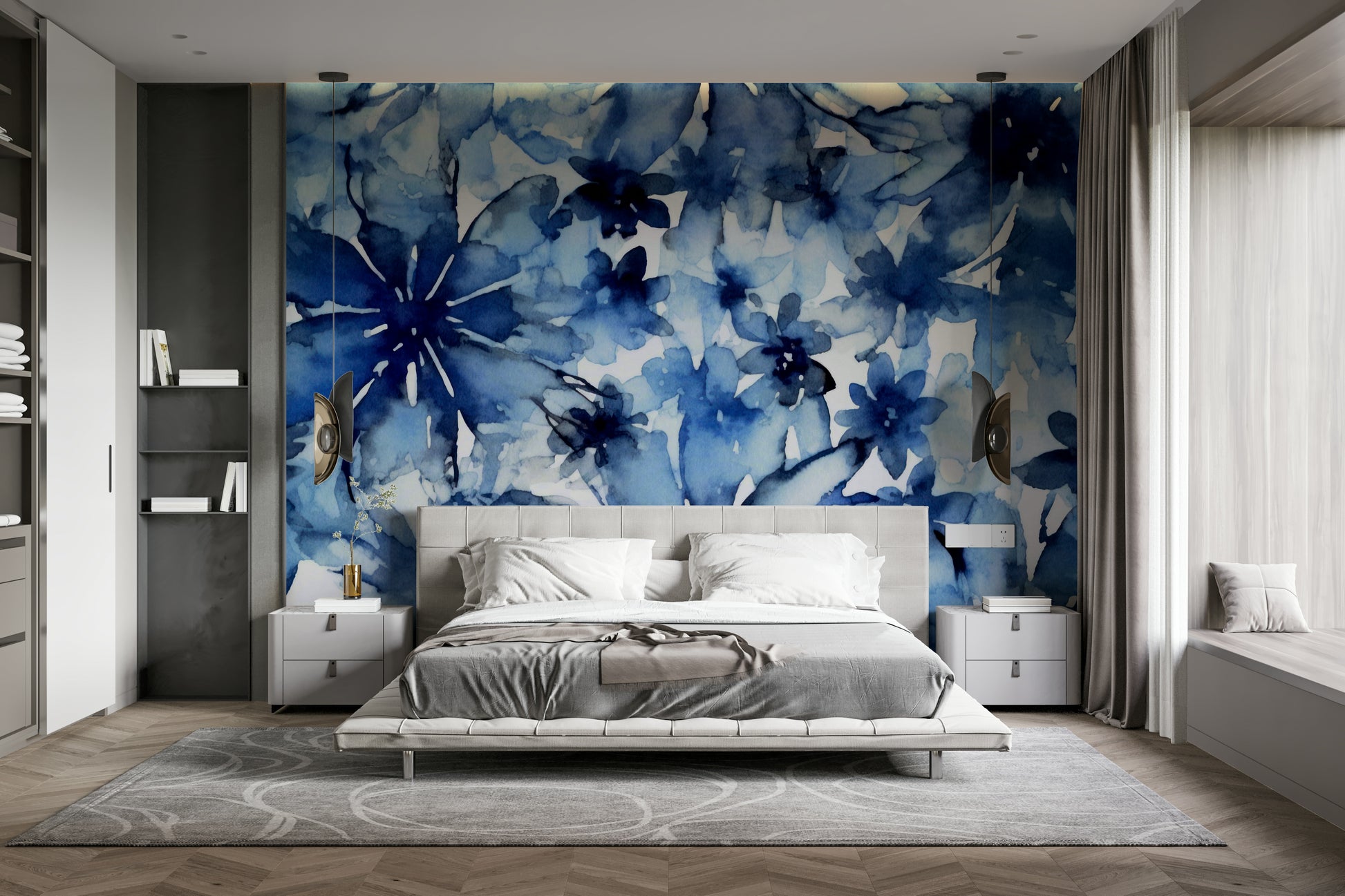 Living room floral wallpaper

