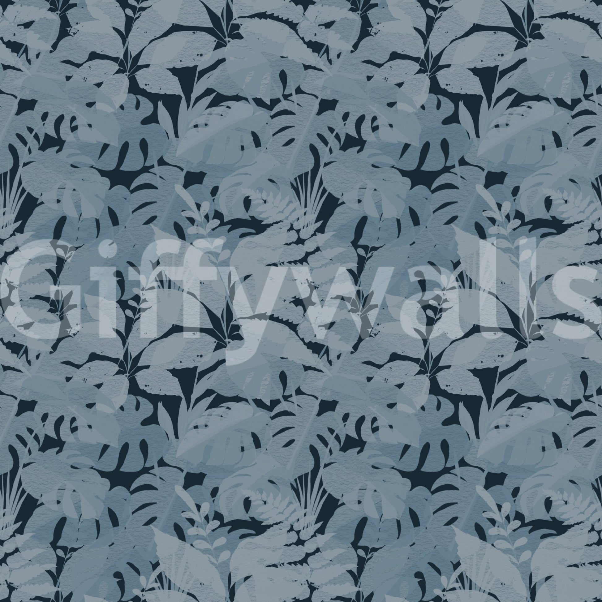 Tropical indigo leaves wallpaper with soft textured foliage