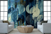 An artistic minimalist form mural for home decor.