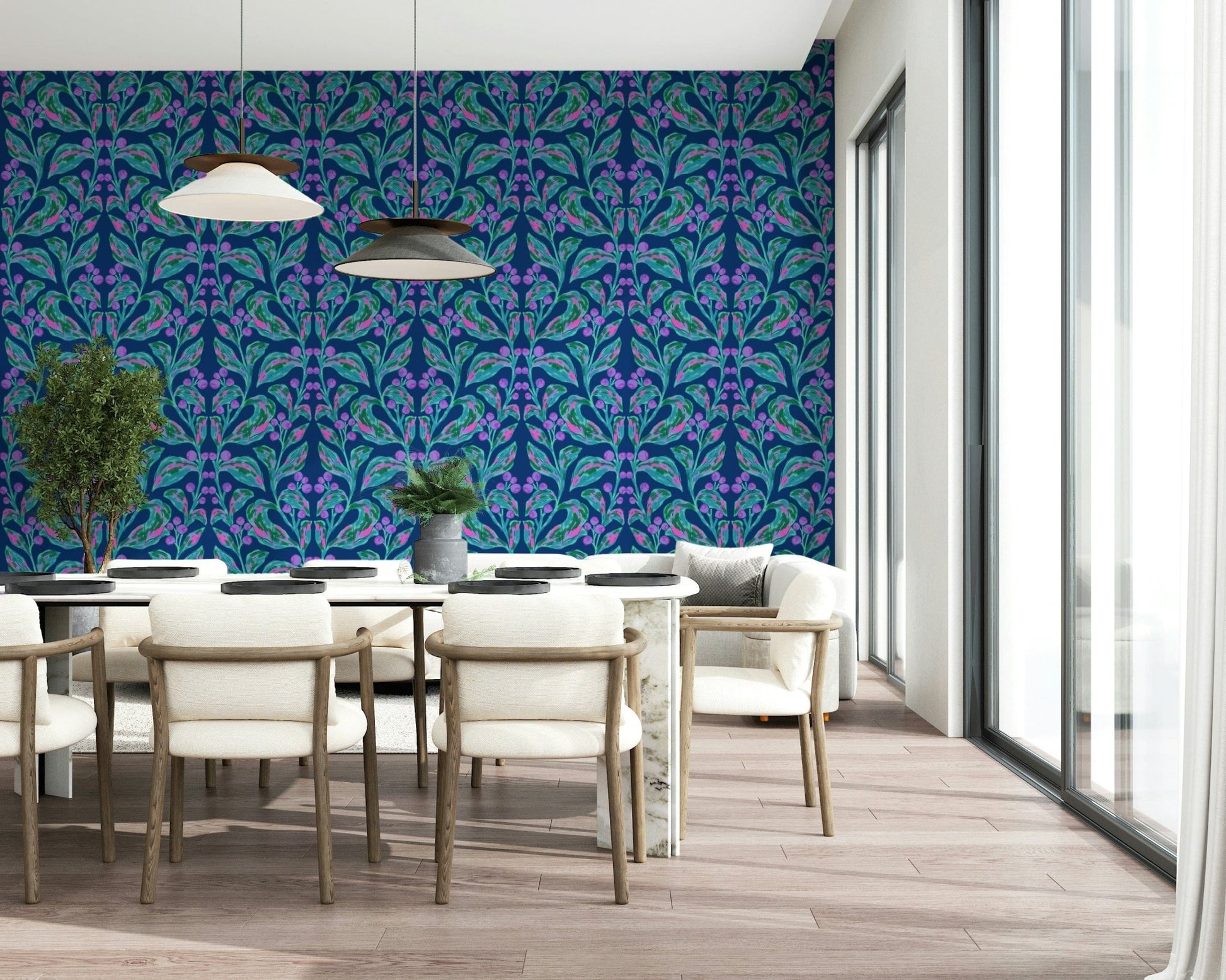 Indigo electric leaves Wallpaper⁠