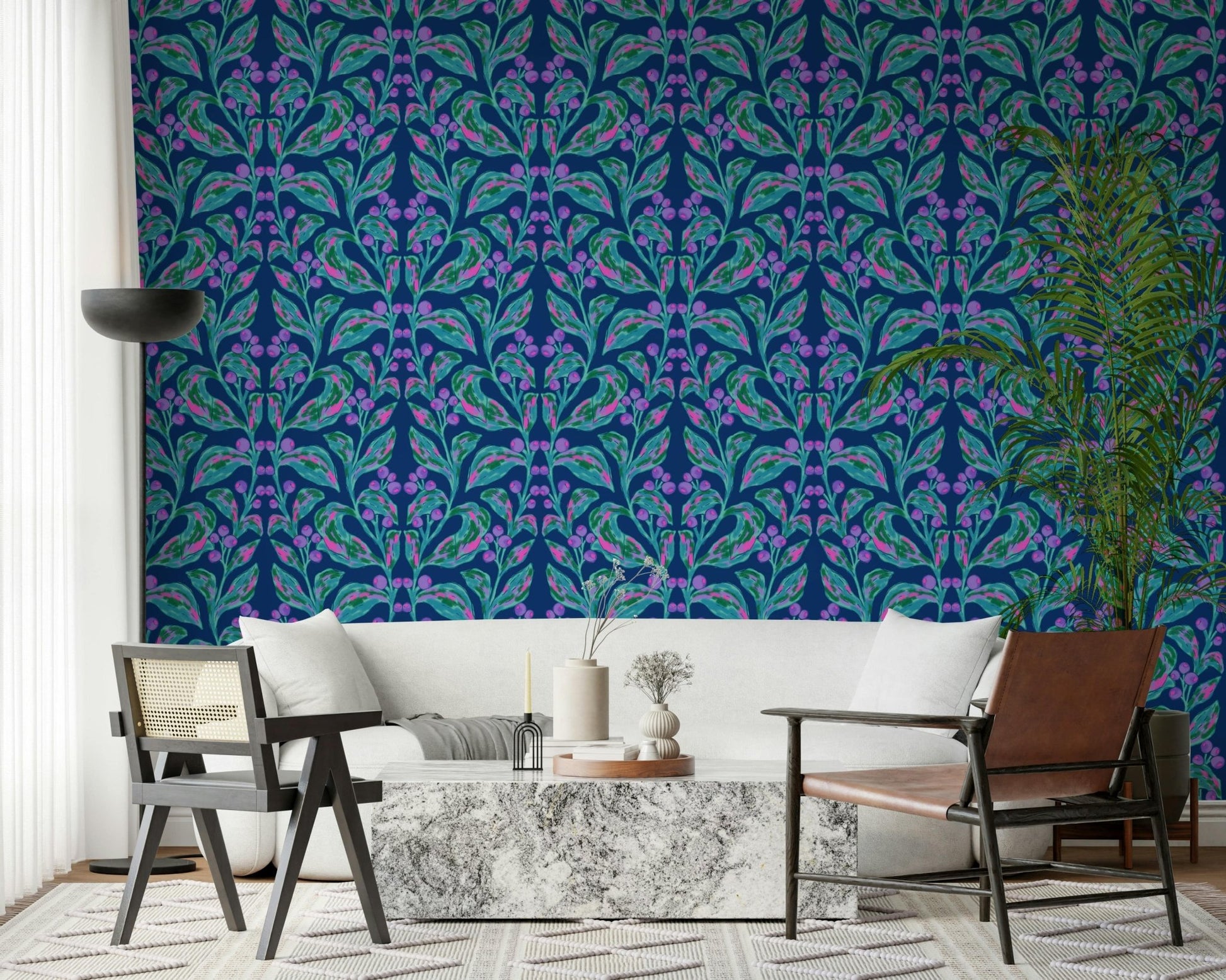 Indigo electric leaves Wallpaper⁠