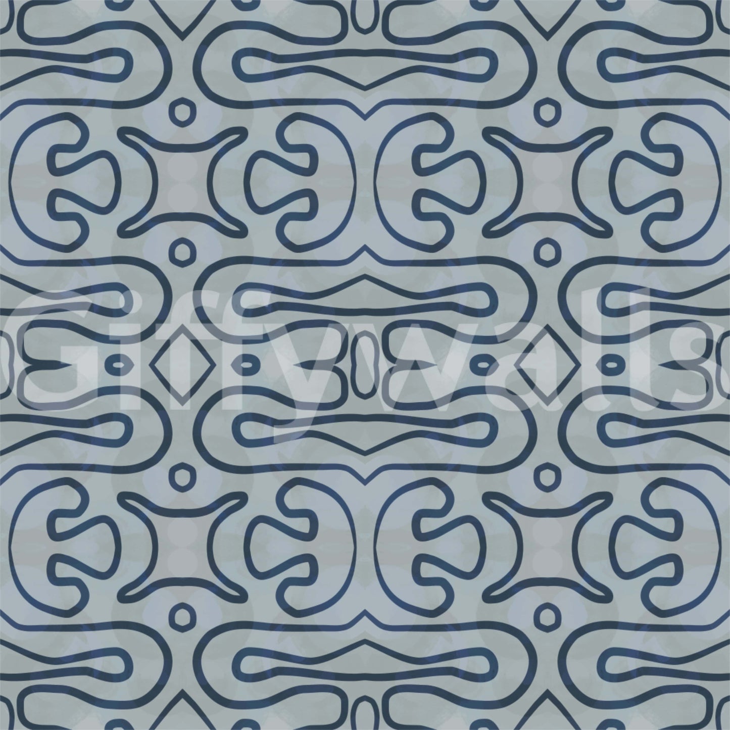 Indigo Flow wallpaper mural featuring dreamy slate-blue wandering lines.