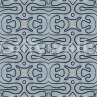 Indigo Flow wallpaper mural featuring dreamy slate-blue wandering lines.